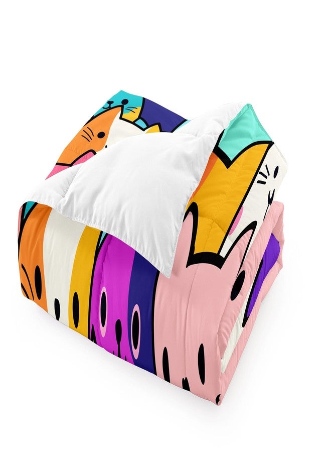 Jiospet Cat Comforter Set Twin - Twin Size Comforters Set for Girls Cat Kids Bedding Colorful Cartoon Theme Bedding Sets, 1 Comforter+1 Pillowcase - Image 4