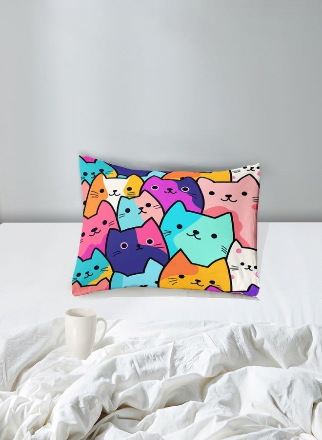 Jiospet Cat Comforter Set Twin - Twin Size Comforters Set for Girls Cat Kids Bedding Colorful Cartoon Theme Bedding Sets, 1 Comforter+1 Pillowcase - Image 5
