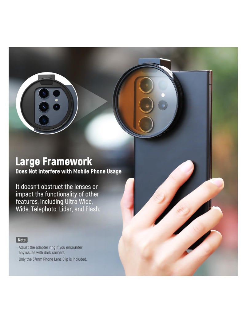 SOLARAE Upgraded 67mm Phone Filter Mount Threaded Lens Filter Clip with Cold Shoe Mount, Upgraded Phone Clip, Compatible with iPhone 15 Pro Max 15 Plus 14 13 Samsung Galaxy S22 S23 Ultra, LA006 - Image 2