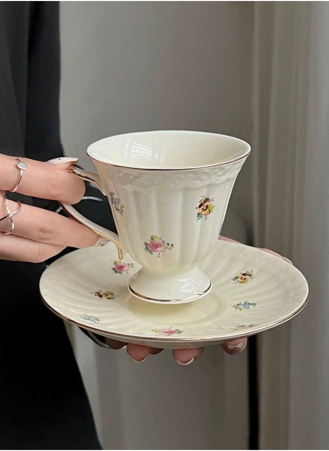 Generic Ceramic Espresso Cups, 1 Set Ceramic Espresso Cups and Saucers Vintage Flower Pattern Porcelain Cup and Saucer Sets European Style Retro Coffee Cup Set Ceramic Tea Cup for Coffee Tea  - Image 5