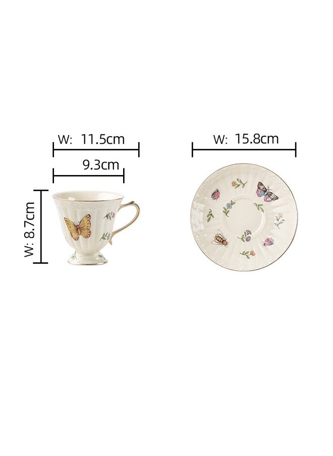 Generic Ceramic Espresso Cups, 1 Set Ceramic Espresso Cups and Saucers Vintage Flower Pattern Porcelain Cup and Saucer Sets European Style Retro Coffee Cup Set Ceramic Tea Cup for Coffee Tea  - Image 2