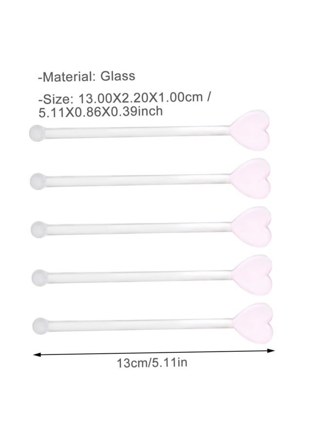DOITOOL 5PCS Glass Swizzle Sticks for Cocktails Drinks, Creative Heart Shaped Swizzle Sticks for Drinks Coffee Cocktail Stirrer for Restaurant Home Bar Wine Club - Image 2
