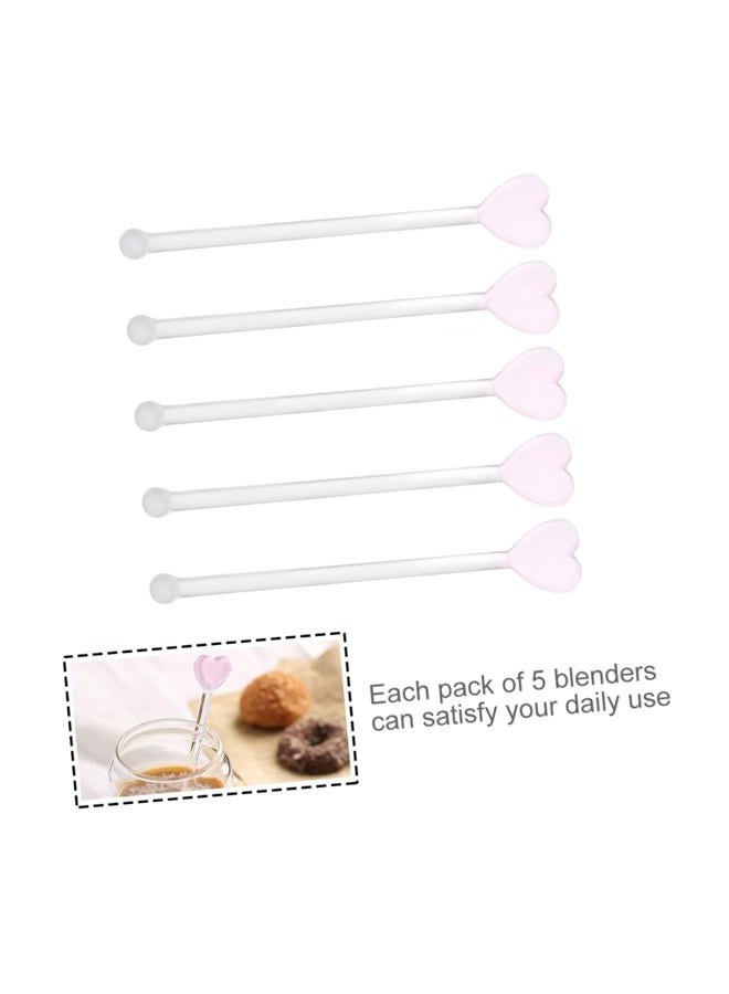 DOITOOL 5PCS Glass Swizzle Sticks for Cocktails Drinks, Creative Heart Shaped Swizzle Sticks for Drinks Coffee Cocktail Stirrer for Restaurant Home Bar Wine Club - Image 3