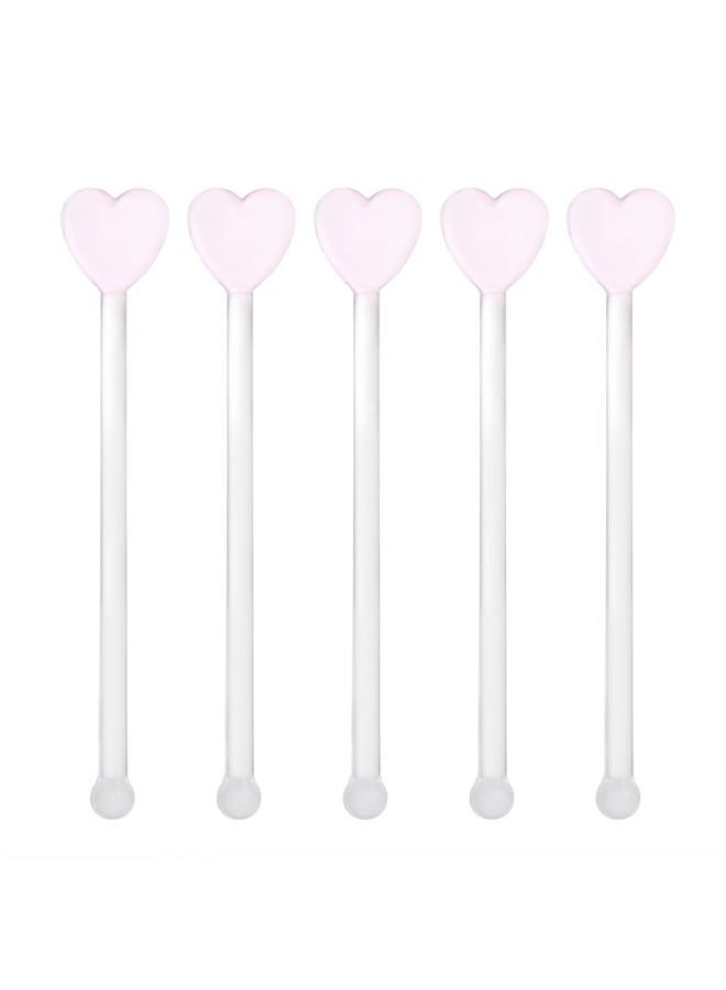 DOITOOL 5PCS Glass Swizzle Sticks for Cocktails Drinks, Creative Heart Shaped Swizzle Sticks for Drinks Coffee Cocktail Stirrer for Restaurant Home Bar Wine Club - Image 1