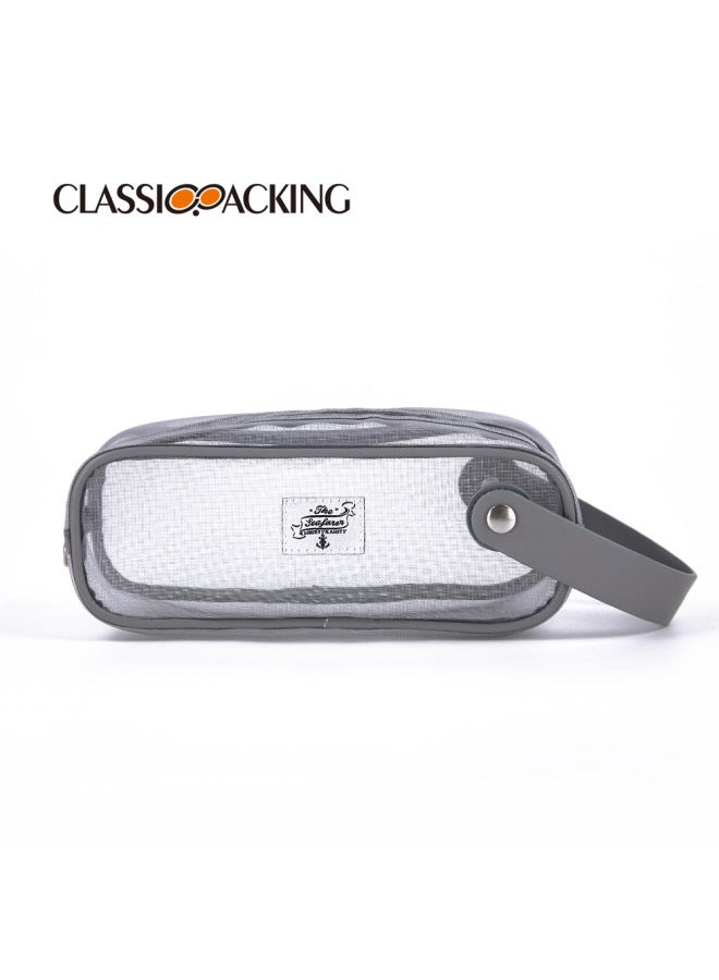 classicpacking Custom Simple Small Fresh Zipper Bag Student Pencil Stationery Bag Mesh Transparent Portable Large Capacity Pencil Case - Image 1