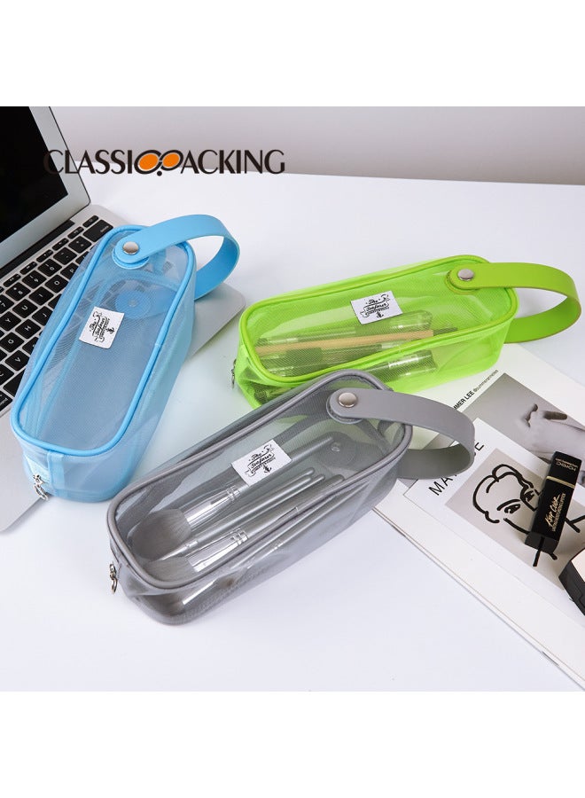 classicpacking Custom Simple Small Fresh Zipper Bag Student Pencil Stationery Bag Mesh Transparent Portable Large Capacity Pencil Case - Image 2