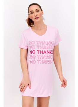 Women Graphic Print Sleepwear Dress, Pink