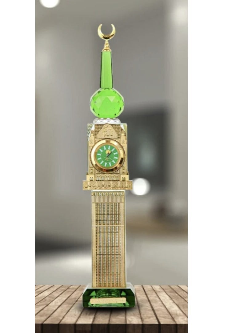 AB World Monuments Islamic Abraj Al Bait Famous Landmark Souvenir Skyscraper Collectibles Mecca Clock Tower Miniature Gold Plated Crystal Glass - Image 1
