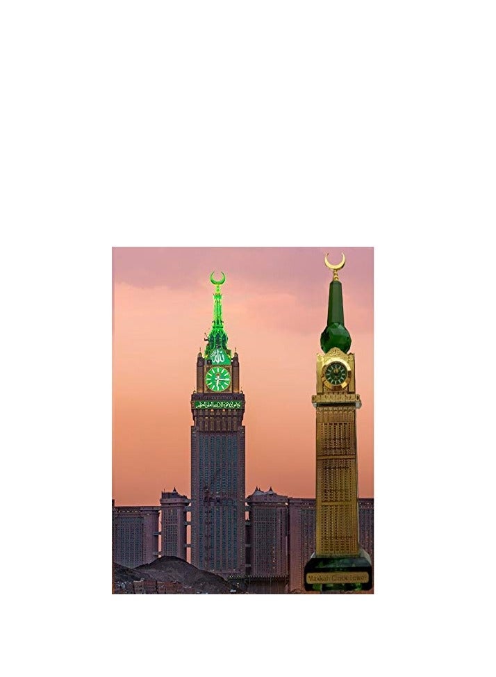 AB World Monuments Islamic Abraj Al Bait Famous Landmark Souvenir Skyscraper Collectibles Mecca Clock Tower Miniature Gold Plated Crystal Glass - Image 2