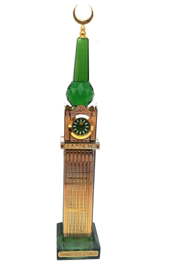 AB World Monuments Islamic Abraj Al Bait Famous Landmark Souvenir Skyscraper Collectibles Mecca Clock Tower Miniature Gold Plated Crystal Glass - Image 3