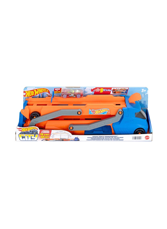 Hot Wheels - Monster Trucks Track Set with 2 Toy Trucks: Oversized Skelesaurus & 1:64 Scale Bone Shaker, Charge & Chase Challenge with 2 Crushed Cars - Image 1