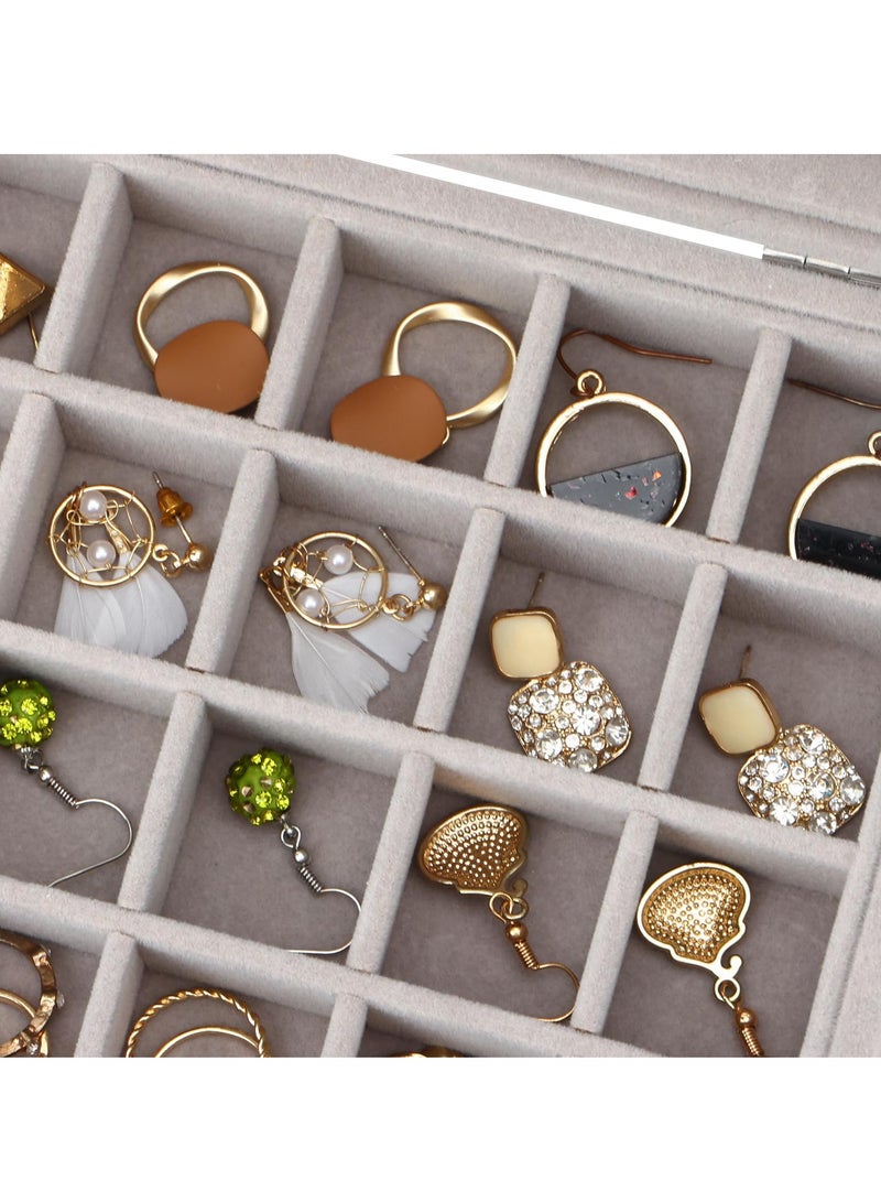 Elegant Velvet Jewelry Organizer with Clear Glass Lid, 24-Grid Earring and Ring Storage Box for Drawer and Display - Image 5