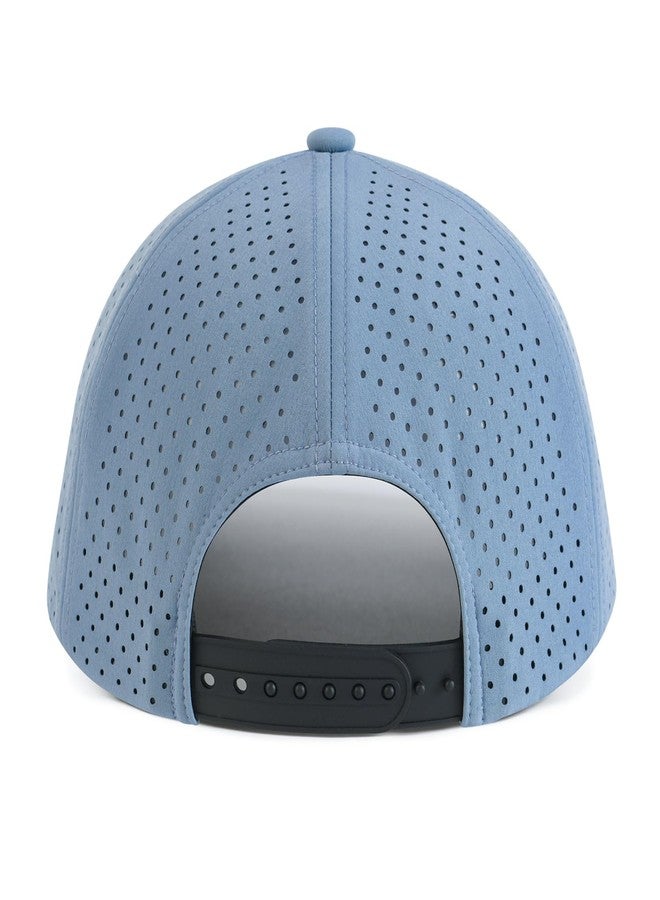 VOBOOM Men Quick Dry Baseball Cap Laser Cut Mesh Ball Curved Brim Snapback Hat, Light Blue, One size - Image 4