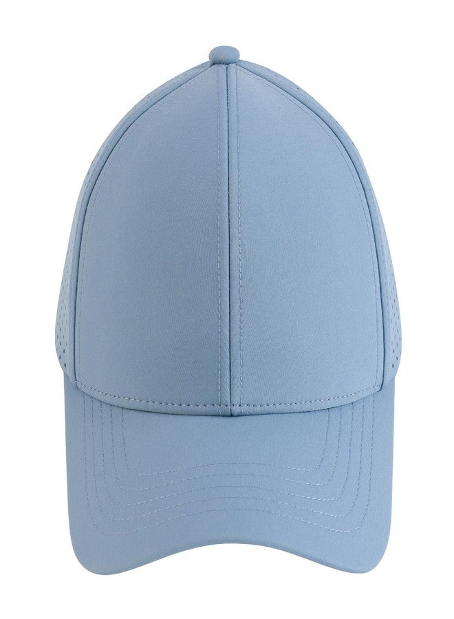 VOBOOM Men Quick Dry Baseball Cap Laser Cut Mesh Ball Curved Brim Snapback Hat, Light Blue, One size - Image 2