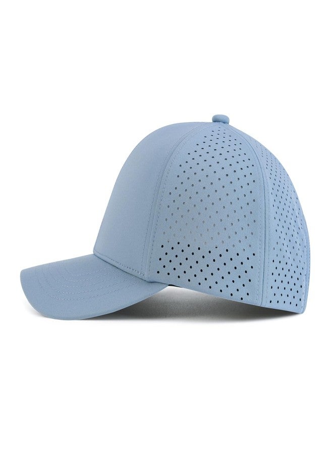 VOBOOM Men Quick Dry Baseball Cap Laser Cut Mesh Ball Curved Brim Snapback Hat, Light Blue, One size - Image 3