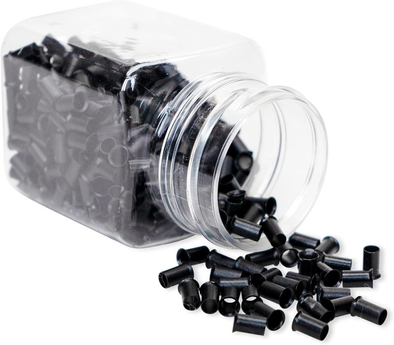 500PCS 34mm Microlink Hair Extension Beads NonSilicone Copper Tubes Beads Locks Micro Link Ring TubeBlack