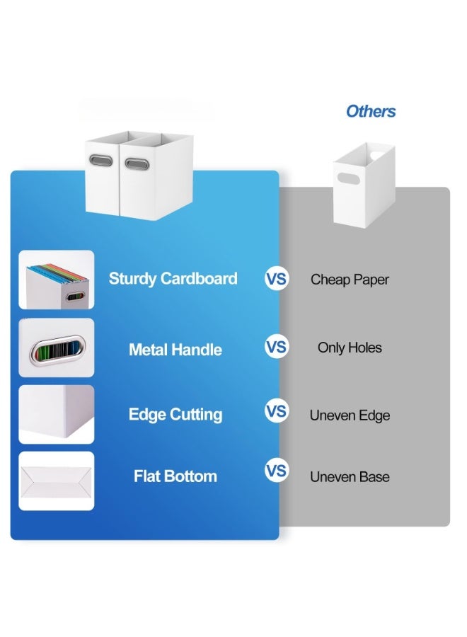 منظم ملفات مكون من قطعتين، صندوق تخزين صغير، منظم ملفات من الورق المقوى، صندوق ملفات قابل للطي، منظم ملفات معلق لحجم الرسائل، صندوق ملفات محمول بمقبض (اللون: أسود) - Image 5