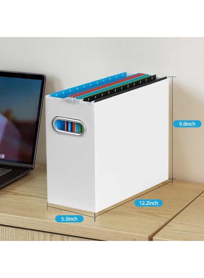 منظم ملفات مكون من قطعتين، صندوق تخزين صغير، منظم ملفات من الورق المقوى، صندوق ملفات قابل للطي، منظم ملفات معلق لحجم الرسائل، صندوق ملفات محمول بمقبض (اللون: أسود) - Image 2