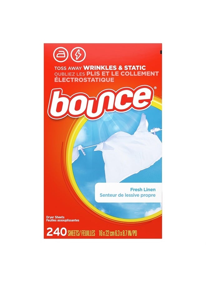 Bounce Dryer Sheets Laundry Fabric Softener, Fresh Linen Scent, 240 Count  - Image 3