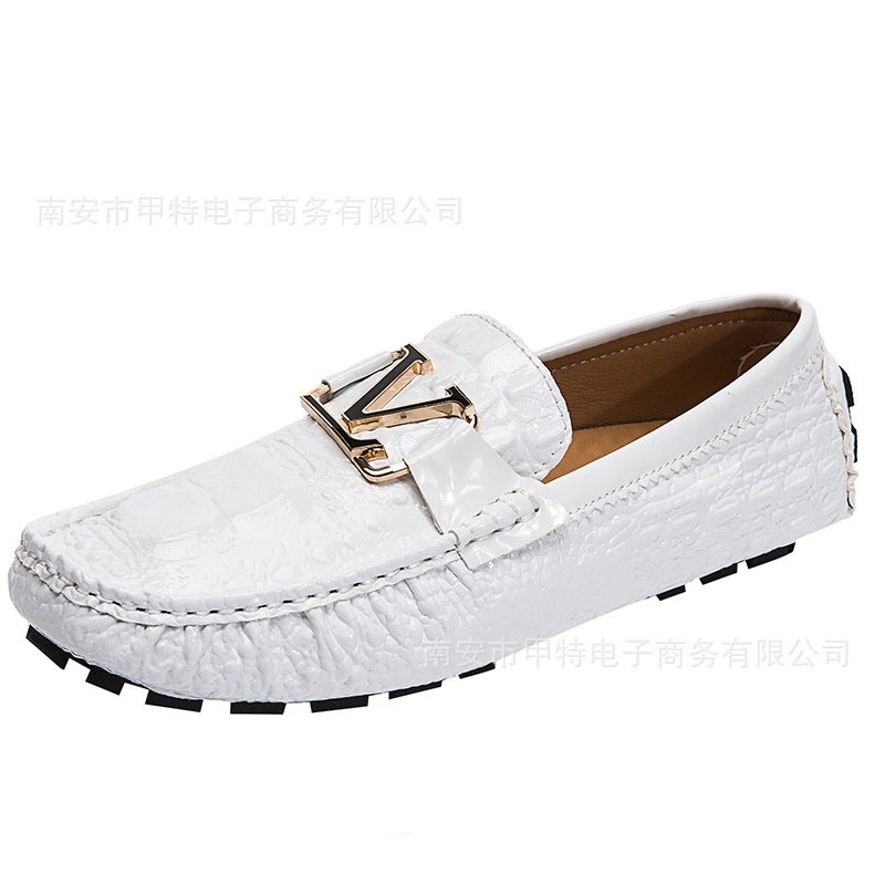 Crocodile Pattern Beanie Shoes, Lightweight Large Size Slip-On Business Casual Shoes, Loafers, Large Size Men'S Shoes - Image 1