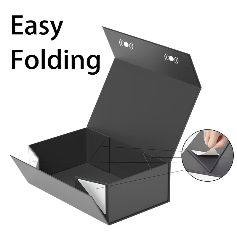 RYDDOY 5 Pack Black Gift Box, 9.5x6x3'' Gift boxes for Presents with Lids Magnetic Closure Rectangle Collapsible for Groomsman Proposal Box, Wedding, Christmas, Halloween, Birthday Gift Packging - Image 4