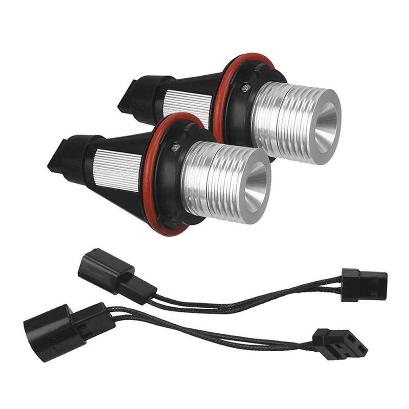 ePathChina 2 قطع مصابيح LED للعيون الملائكية بدون أخطاء متوافقة مع BMW E39 E53 E60 E61 E63 E64 E65 E66 E87 525i 530i xi 545i M5 بيضاء