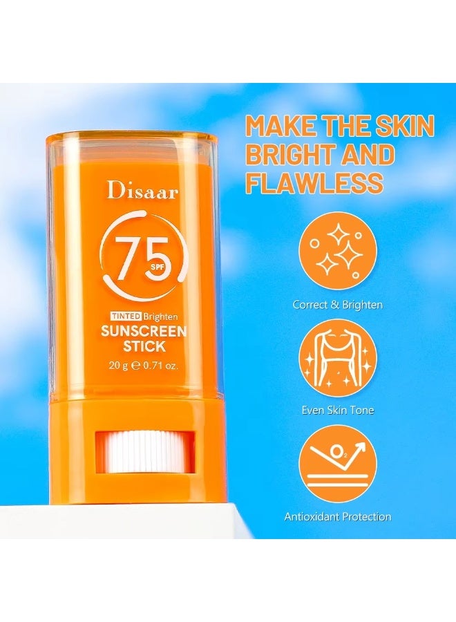 Disaar SPF 75 Tinted Brighten Sunscreen Stick 20g Face Sunblock UV Protection Whitening Moisturizing Portable Sun Care - Image 4