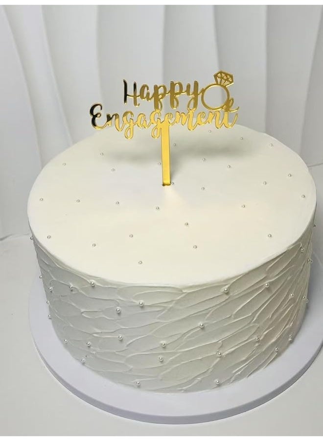 Gold Happy Engagement Cake Topper,Wedding Cake Decor for Bridal Shower Wedding Engagement Bachelorette Party Decorations - Image 4