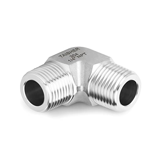 TAISHER 2PCS 304 Stainless Steel 90 Degree Barstock Street Elbow, 1/4" NPT Male Pipe to 1/4" NPT Male 304 Stainless Pipe Fitting - Image 2
