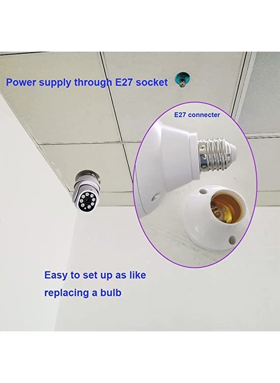 JKPlus JKPlus 1080p Full HD Bulb Shape 2MP Full HD PanTilt Wireless WiFi IP CCTV Security Camera Security Camera with TF Storage Cloud Storage One Year Warranty  - Image 5