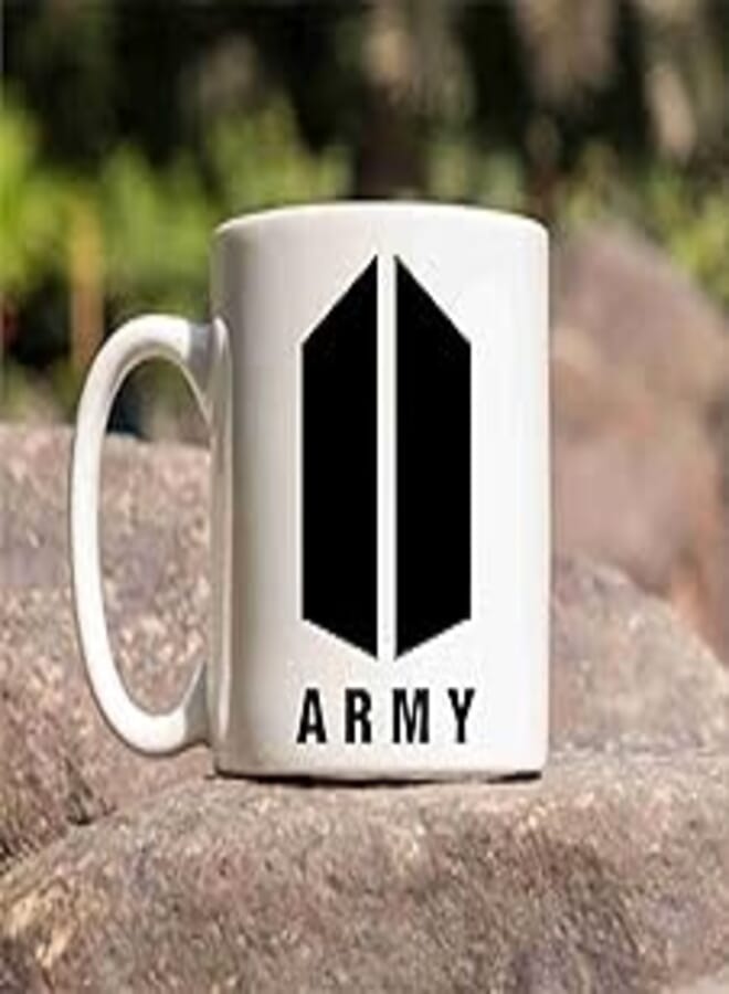 Partyzon Ceramic BTS Army Printed Mug Cup for Kids Friends, 350 Ml