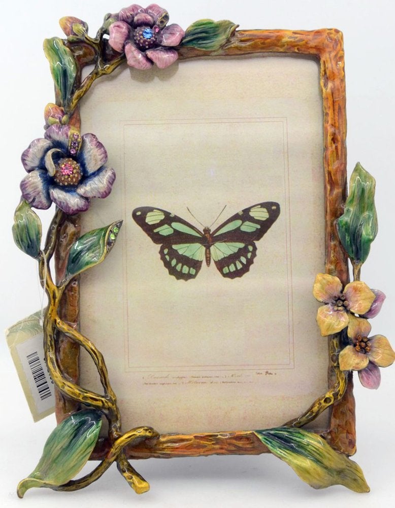 ChezMax Vintage Picture Photo Frames 72X55 Flower Antique Picture Frame Retro Metal Ornate Flower Frame with Glass Tabletop and Wall Hanging Home Decor Decorative Gallery Art Photo Display
