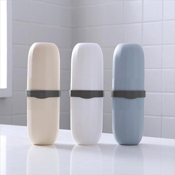 POPLEY Portable Capsule Shape Travel Toothbrush, Toothpaste, Toiletry and Cosmetic Holder Case (1Pc) - Image 2