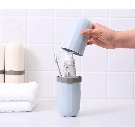 POPLEY Portable Capsule Shape Travel Toothbrush, Toothpaste, Toiletry and Cosmetic Holder Case (1Pc) - Image 4