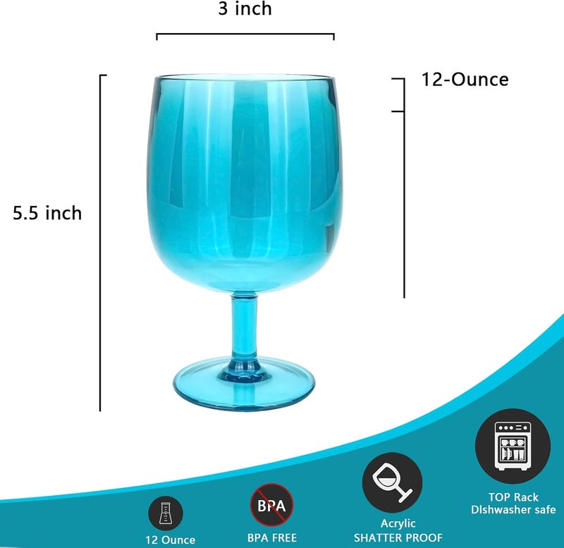 Yalin Set of 6 Unbreakable 12 oz Acrylic Plastic Wine and Water Tumbler Stackable Goblets. (Multicolor, 12 oz) - Image 5