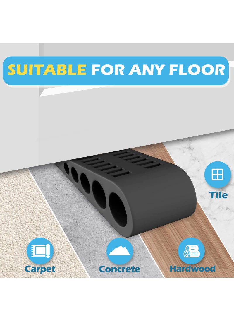 HELEMAN Rubber Door Stoppers for Bottom of Door - 4 Pack Door Stop Wedge with Holder Heavy Duty Doorstop for Home Office Dorm Classroom Garage Stackable on Multi Floor Carpet Concrete Tile Linoleum & Wood  - Image 3