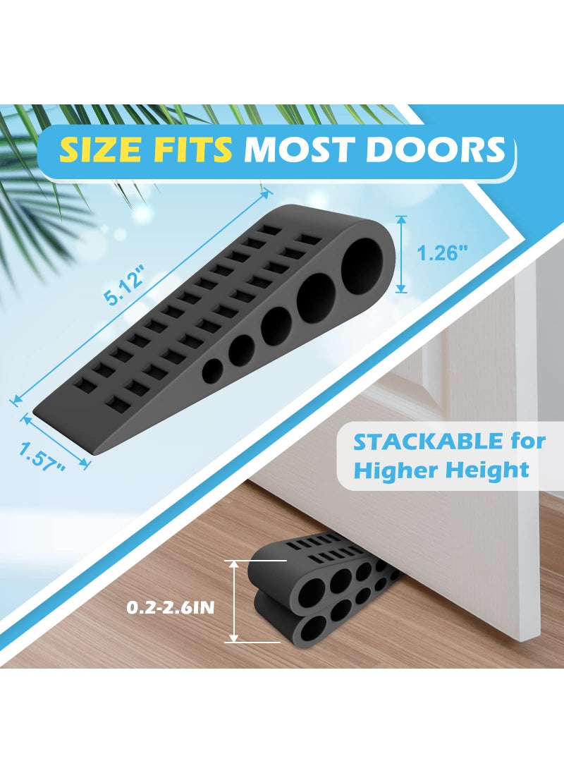 HELEMAN Rubber Door Stoppers for Bottom of Door - 4 Pack Door Stop Wedge with Holder Heavy Duty Doorstop for Home Office Dorm Classroom Garage Stackable on Multi Floor Carpet Concrete Tile Linoleum & Wood  - Image 4