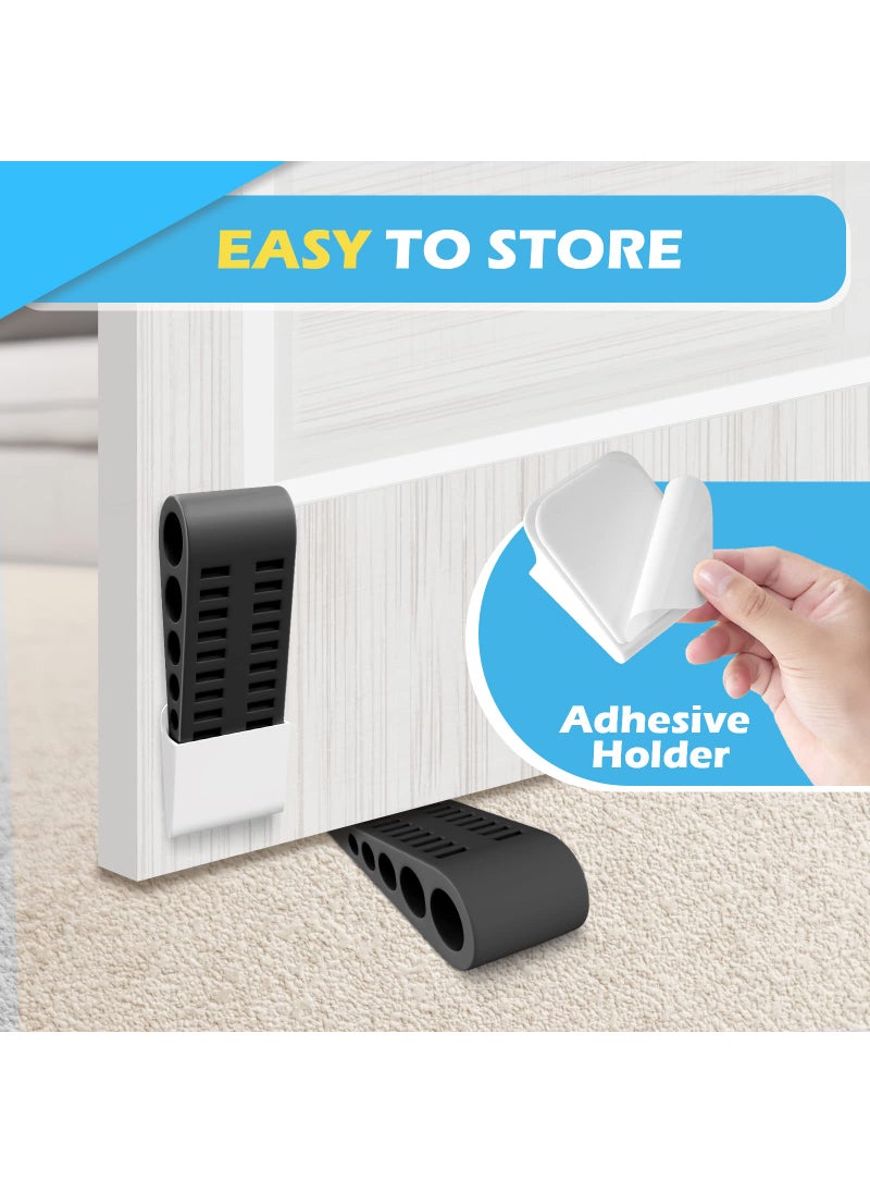 HELEMAN Rubber Door Stoppers for Bottom of Door - 4 Pack Door Stop Wedge with Holder Heavy Duty Doorstop for Home Office Dorm Classroom Garage Stackable on Multi Floor Carpet Concrete Tile Linoleum & Wood  - Image 5