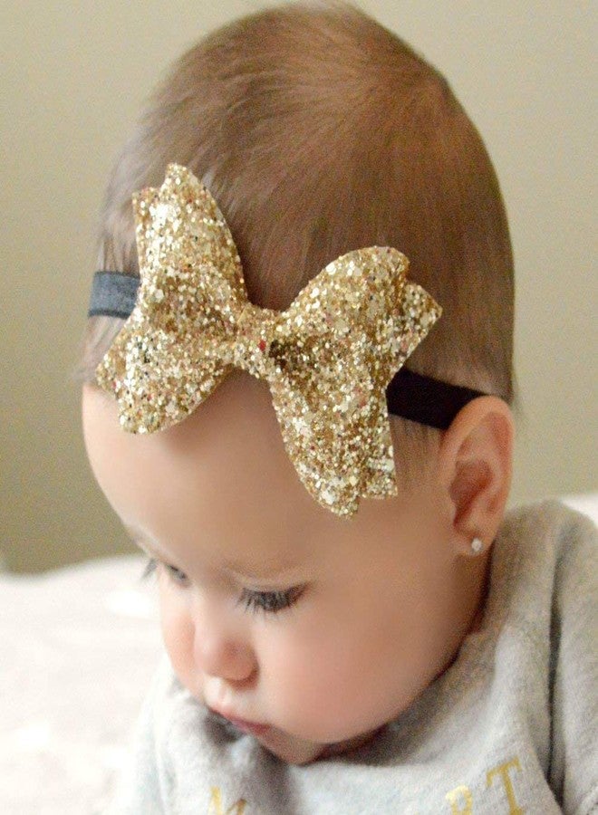 FOK 1 Pc Sparkling Bows Glitter Sequins Headband Hairband For Kids and Girls - Golden Color - Image 1