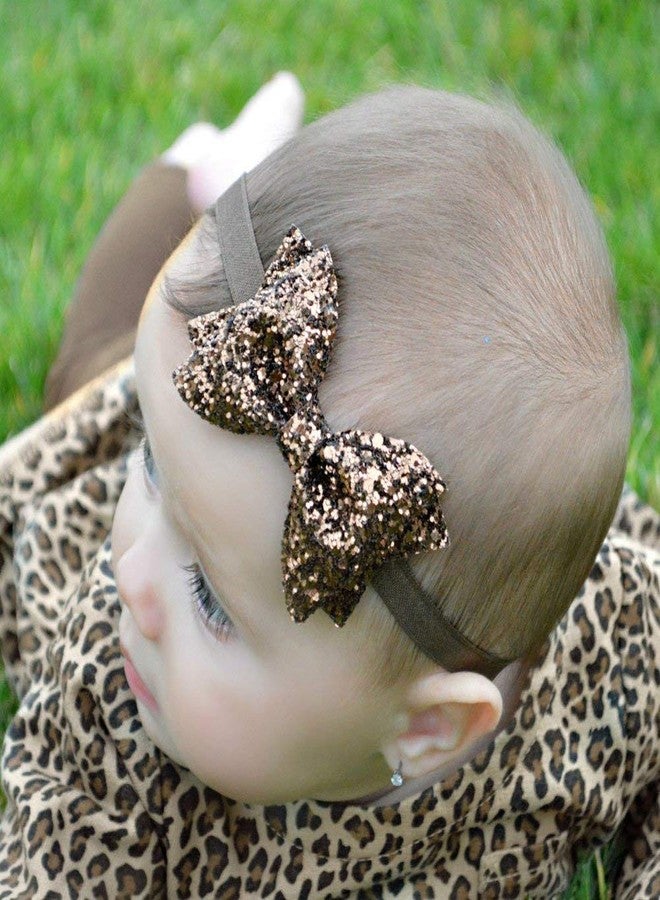 FOK 1 Pc Sparkling Bows Glitter Sequins Headband Hairband For Kids and Girls - Golden Color - Image 5