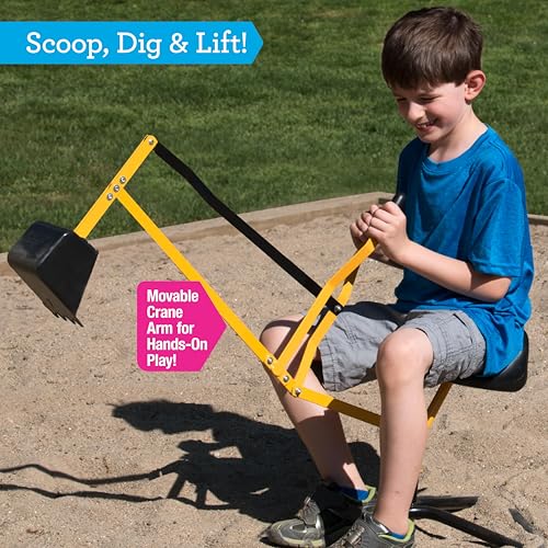 Svan Ride on Crane Digger w Safer Stabilizing Base- Kids Outdoor Digging Excavator Play Toy-100lb Capacity- Swing & Scooper Grab Function, 360 Degrees Rotation Seat- Backyard Sandbox, Dirt, Snow- Xmas Gift - Image 2