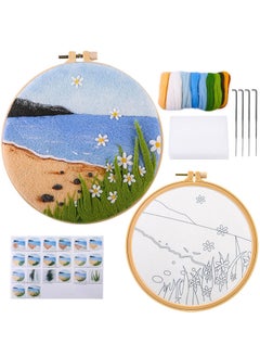 SYOSI Needle Felting Kit, Wool Needle Felt Set with Wool Bag Felt Needle, Picture Frame Foam Pad Felt Cloth Instructions Used for Beginners Home Decoration  - Image 1