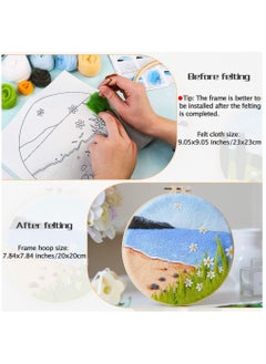 SYOSI Needle Felting Kit, Wool Needle Felt Set with Wool Bag Felt Needle, Picture Frame Foam Pad Felt Cloth Instructions Used for Beginners Home Decoration  - Image 5