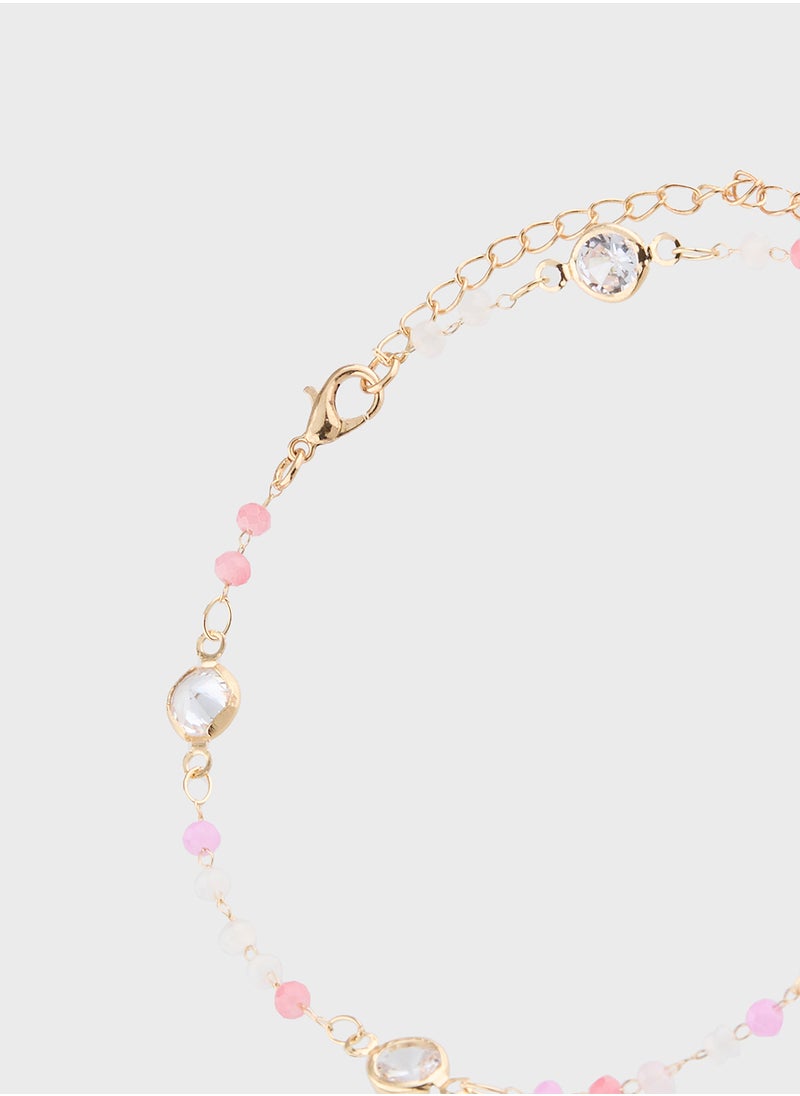 Ginger Beaded Diamante Anklet  - Image 3