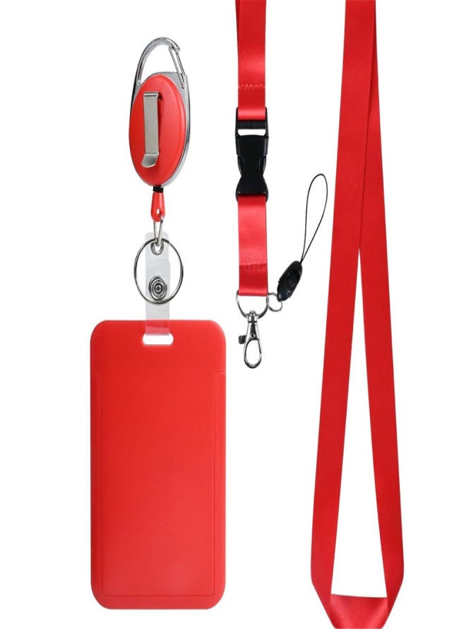 Cordones rojos para insignias de identificación, carrete retráctil y resistente, cordón desmontable con llavero para mujeres enfermeras oficina - Image 1