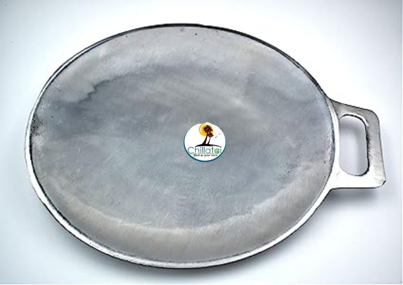 CHILLATAI Chapathi/Dosa and Other Flat Dishes Making Kitchen Tool 10 inch (25 cm) with Free Wooden Oil Spreader Aluminium Tawa for Making Roti - Image 1