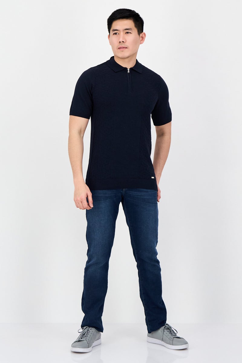 Threadbare Men Short Sleeve Knitted Polo, Navy - Image 4