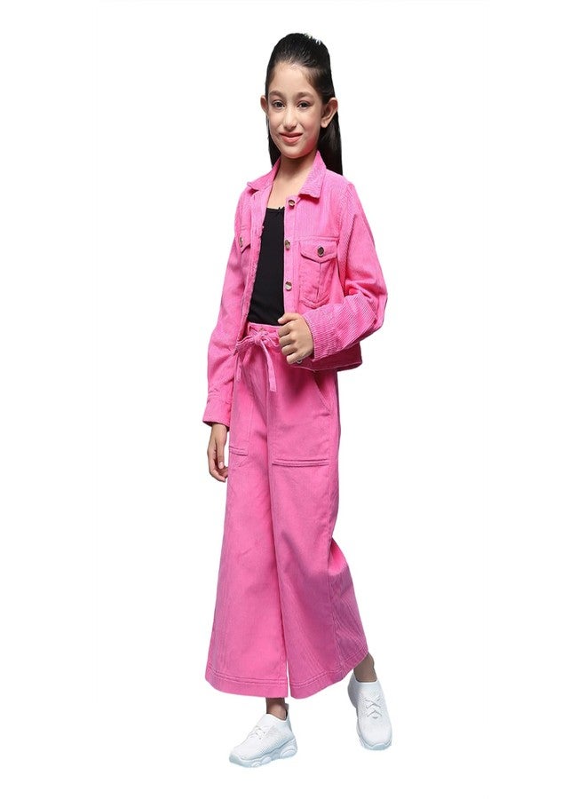 BIBA Girl Regular Solid Kid Pant (KW5600_Pink_7), 6-7 Years - Image 1