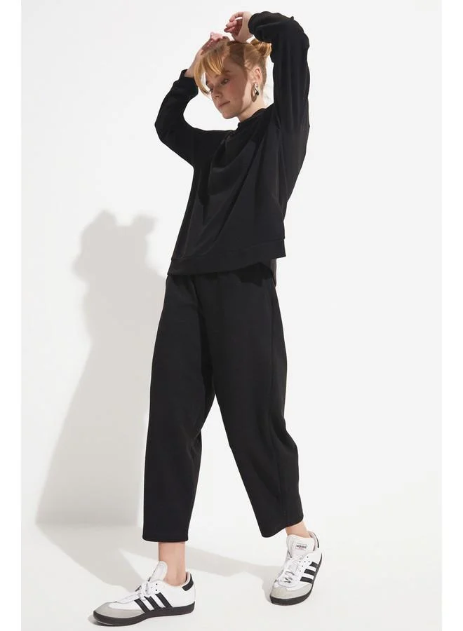 JUNE June Corded Knitted Tracksuit Set Black