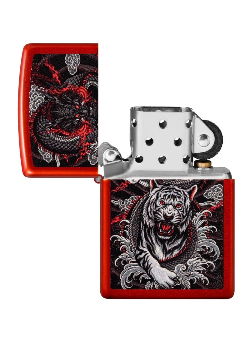 Zippo Dragon Tiger Design Pocket Lighter (Red) - Image 4